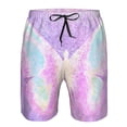 thumbnail image 3 of Honeii's Purple Sparkling Butterfly Print Men's Casual Shorts with Drawstring，Swim Trunks Quick Dry Beach Shorts, 3 of 5