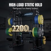 Mikolo M11 Elite Smith Machine Home Gym,2200 lbs Power Rack Cage with Dual 130LBS Weight Stacks, Functional Trainer , 18PCS Aluminum Pulleys and Other Attachments for Home Gym