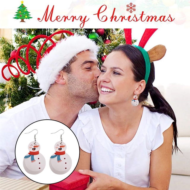 Fiudx Colgante Navideños de Piel Sintética, Elegancia con Diseño de Muñeco de Nieve, Perfectos para Las Fiestas, para Niñas, Fáciles de Usar para Bailar. Incluye Un Par.
