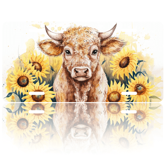 1 Pcs 2D Flat License Plate Covers & Frames, Bull among For Decorative Front, Waterproof For Decoration Aluminum License Plate Covers & Frames Cover For Men Women, 12" X 6"