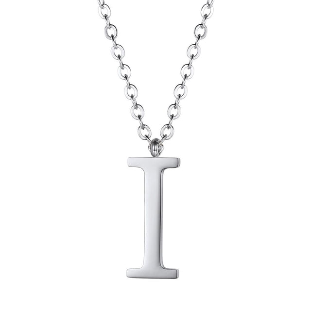 Collar PROSTEEL con colgante inicial de plata y letra del alfabeto acero inoxidable para mujeres y niñas
