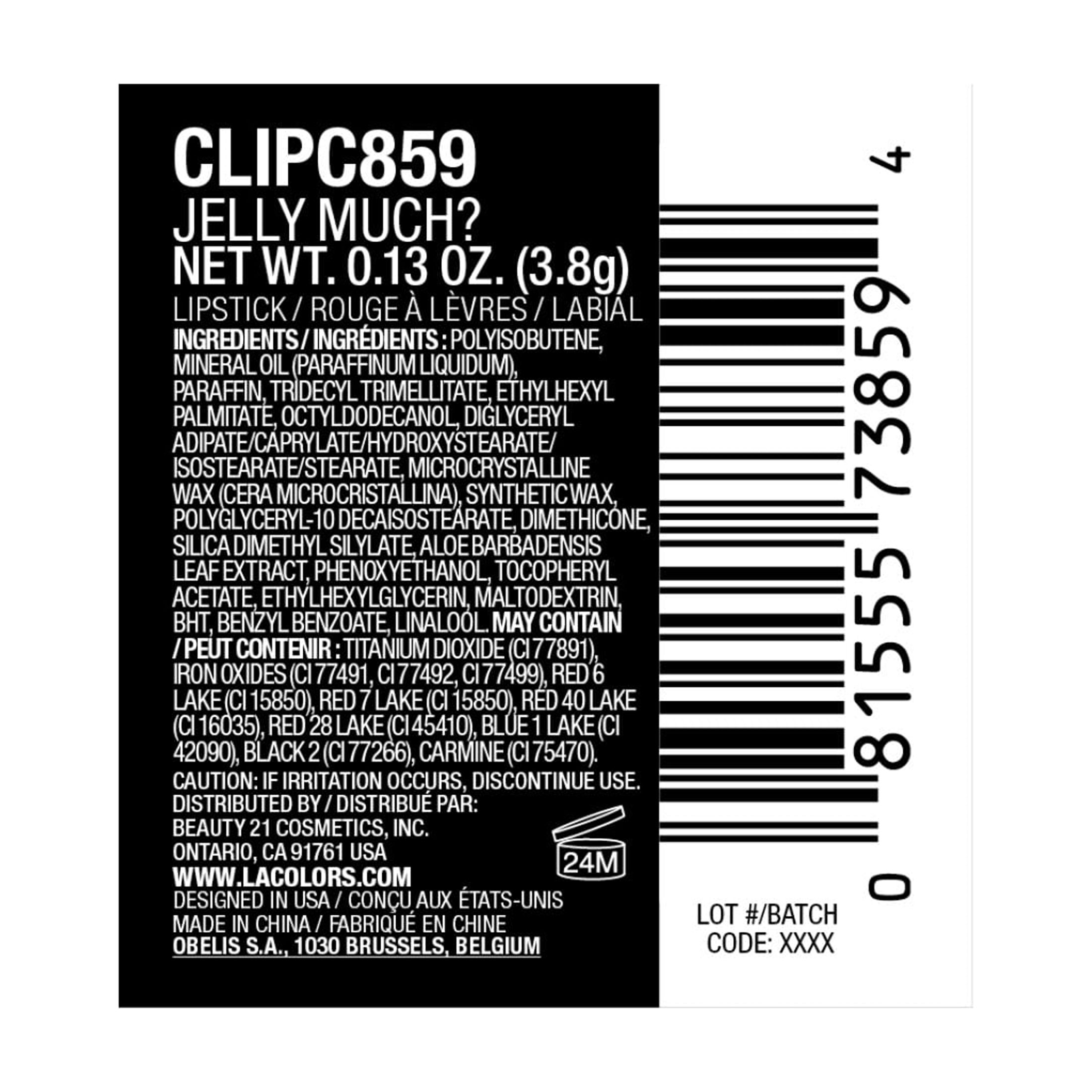 (6 pack) L.A. COLORS Long-Wearing Satin Finish Velvet Pout Chaser Lipstick, Jelly Much, .013 oz