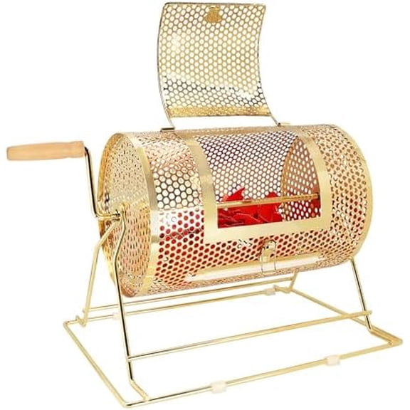 Brass Raffle Drum, Professional Raffle Ticket Spinning Cage, Holds 2,000 Tickets or 80 Ping Pong Raffle Balls (Available in Small, Medium, Large & X-Large)