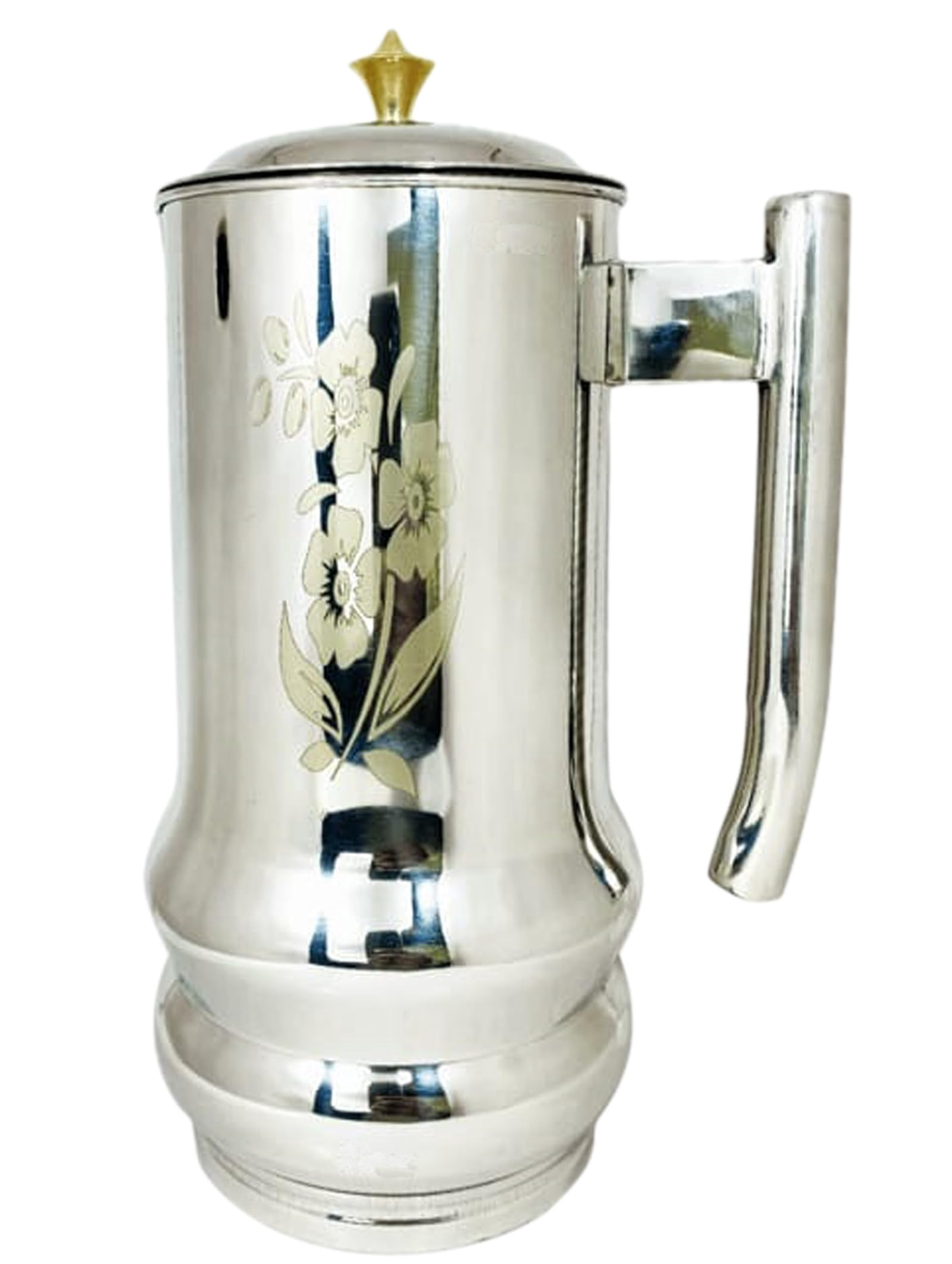 IMTRA FASHION Pure Copper and Stainless Steel Water Jug 50.7 Fl Oz Laser Print Pitcher With Lid for Drinking