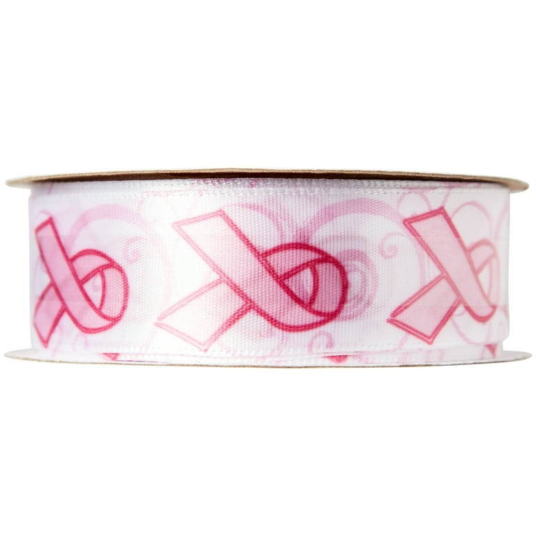 (4 pack) Offray Ribbon, Pink 7/8 inch Breast Cancer Awareness Satin Ribbon, 9 feet