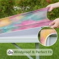 thumbnail image 6 of Colorful Floral Pattern Square Fitted Tablecloth with Elastic Edge,Square Table Cover,Washable Elastic Table Cover for Home Kitchen Party Decor 34"x34", 6 of 6