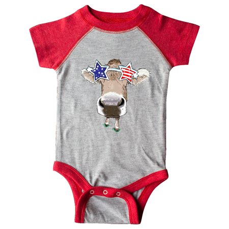 

Inktastic 4th of July Patriotic Cow in Shades Gift Baby Boy or Baby Girl Bodysuit