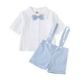 thumbnail image 2 of MEZZALL Boys Outfits Sets Toddler Suspenders Romper With Short Sleeve Shirt Comfortable Pure Color Overalls For Everyday Cozy Baby Dailywear, 2 of 7