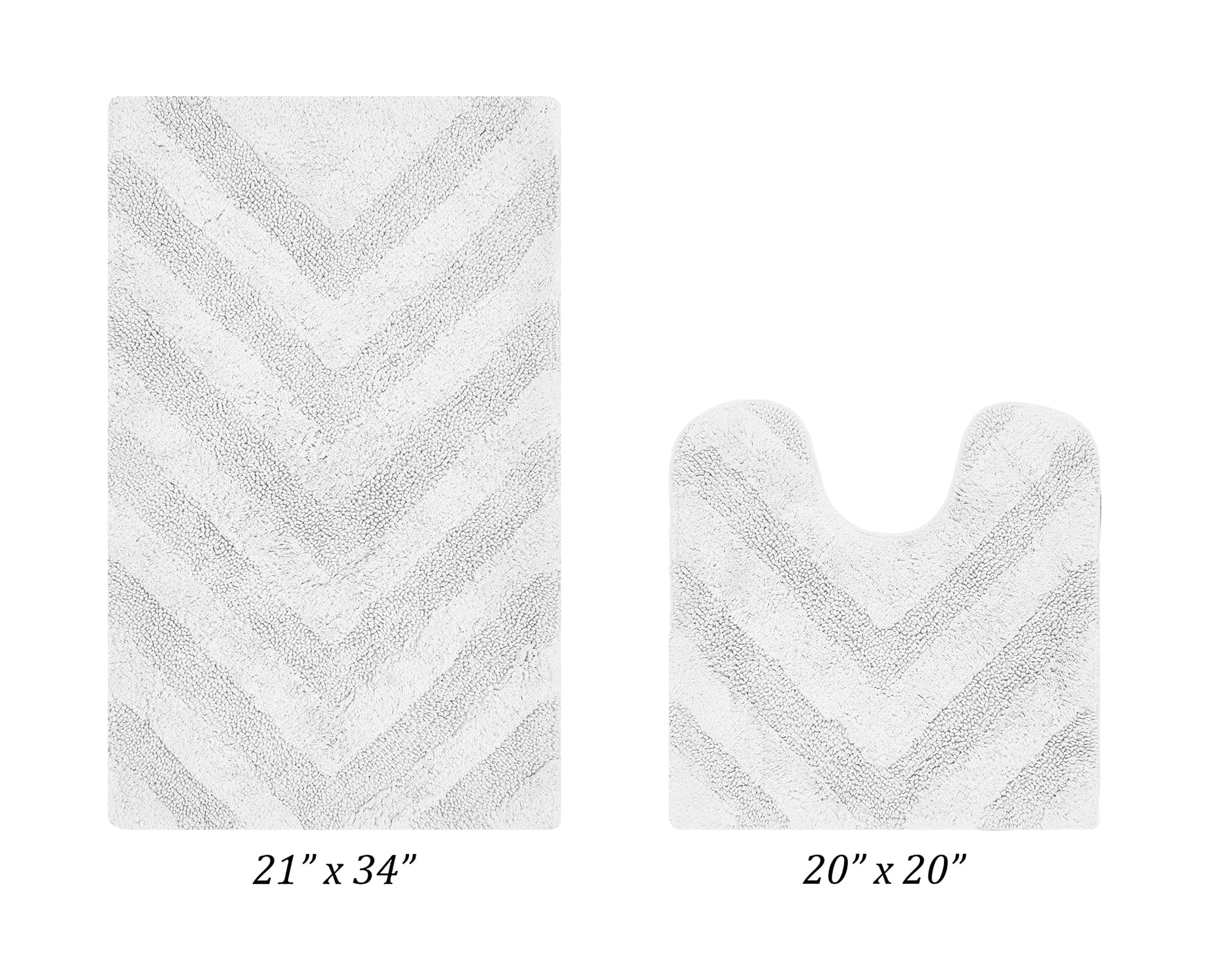 Better Trends 2 Piece Bathroom Rug Set 100% Cotton Extra Soft Tufted Bath Rug Water Absorbent Non-Slip Bath Mat Machine Washable (White) Hugo Collection