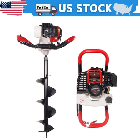 Gas Powered Earth Auger, 63CC Post Hole Auger, Electric Post Hole Digger, Pneumatic Pillar-Type Hole Digger, 2-Cycle Viper Engine, with 32 Inch Bit, EPA Compliant, 320 RPM, for Farm & Garden