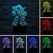 Hongkai Robot 3D Night Lamp with Touch Control - 7 Colors Auto Gradient Night Light, Acrylic and ABS Base Optical Illusion Nightlight, Decorating Room, Children's Holiday Gifts 3D51-B022