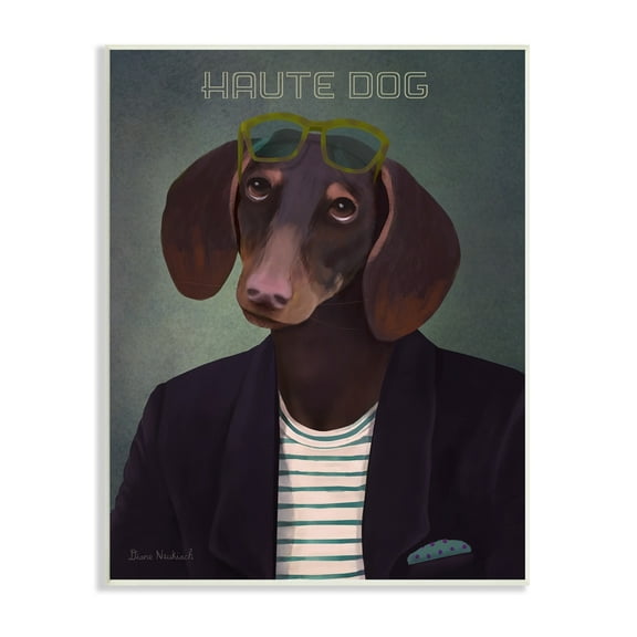 Stupell Industries Haute Dog Quirky Wearing Clothes Blazer Sunglasses Graphic Art Unframed Art Print Wall Art, Design by Diane Neukirch