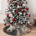 thumbnail image 4 of KLL 48" Christmas Tree Skirt Vintage Floral White Horse Xmas Tree Skirts Mat for New Year Xmas Holiday Party Indoor Outdoor Home Decoration, 4 of 5