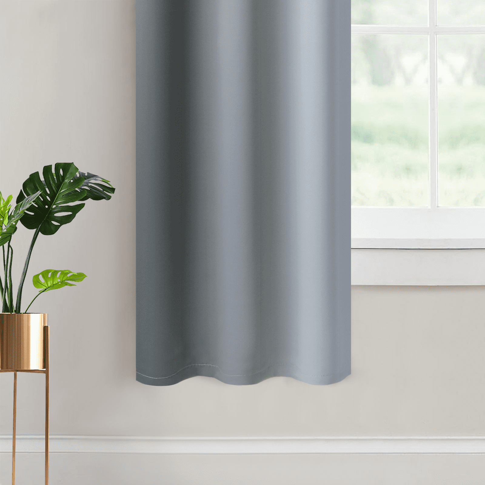Yakamok Grommet Light Blocking Grey Blackout Ombre Curtains,Room Darkening Window Drapes for Bedroom/Living Room Blackout, 42x63 inches, 2 Panels