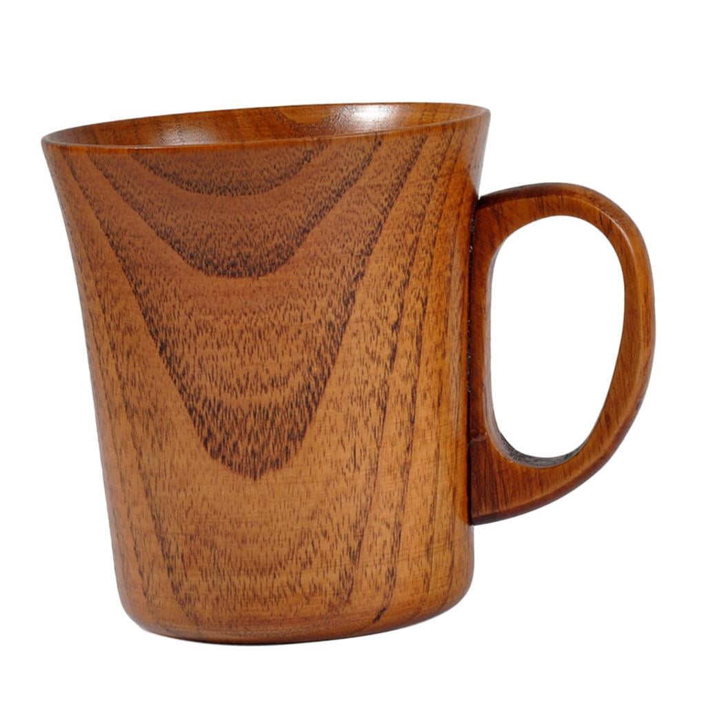 Wooden Cup Handmade Wood Coffee Handle Barrel Beer Glass Juice Milk Mug Tumble