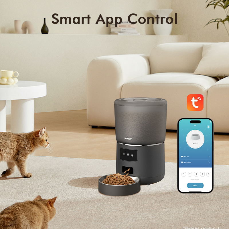NPET Smart WiFi Cat Feeder with App Control, 4L Auto Pet Food Dispenser - 1-9 Meal Portions, 10s Voice Recorder, Anti-Clog Design for Cats/Dogs