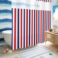thumbnail image 5 of No Hook Shower Curtain, Red Blue White Striped Shower Curtains for Bathroom with See Through Top Window, Modern Simple Stripes Waterproof & Washable Bath Curtain 66"x72", 5 of 9
