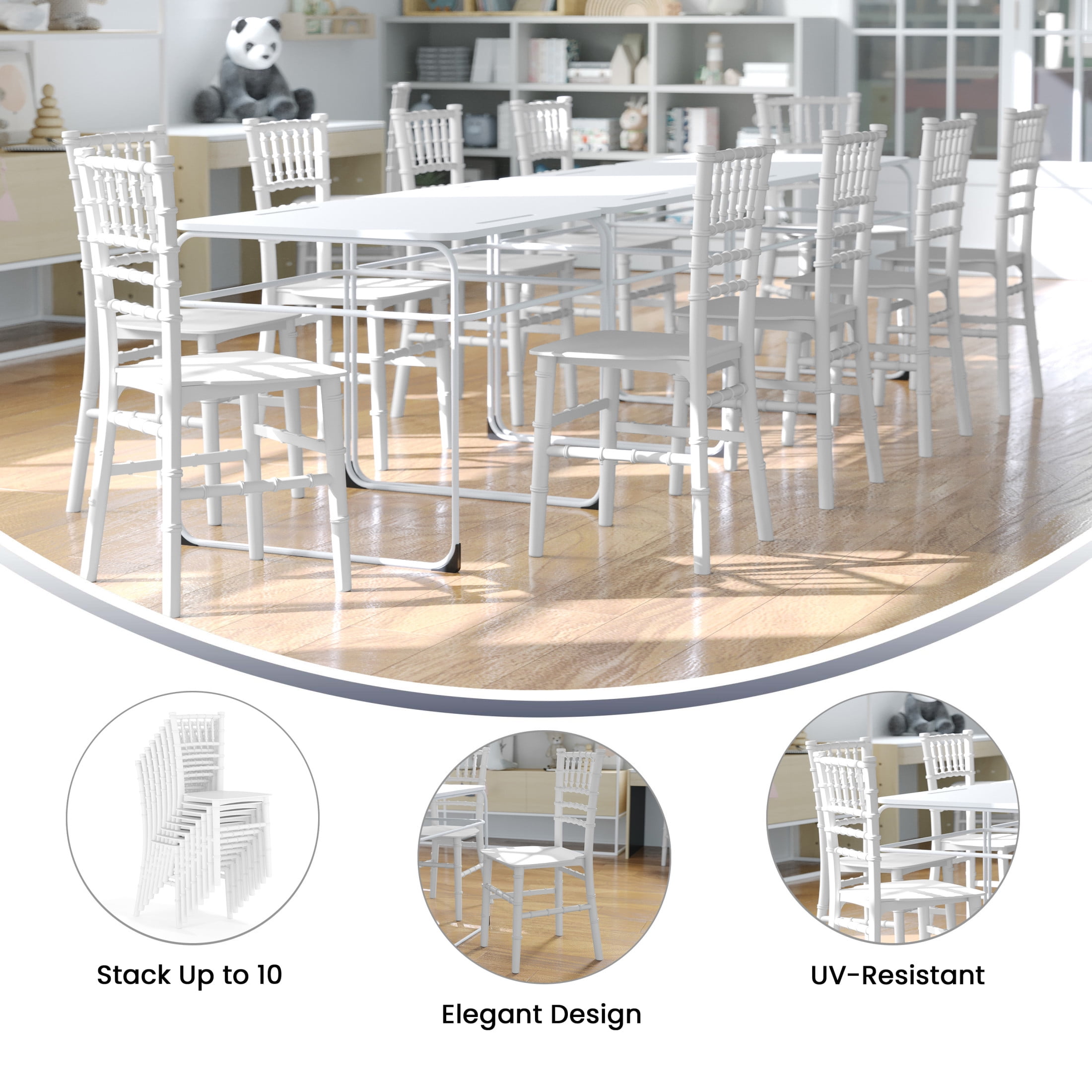 Flash Furniture Hercules Series Children's Resin All Occasion Event Chairs, Set of 10, White