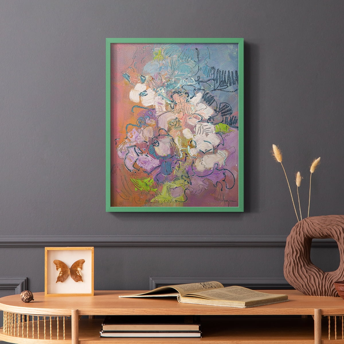 Archipelago Framed Print in Green Solid Wood Framed Print No Nail Hanging