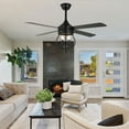 thumbnail image 4 of Cusp Barn 52 Inch Ceiling Fan with Remote, Farmhouse Caged Fandelier, Black Industrial Ceiling Fans with Quiet DC Motor, Large Fan for Living room, 4 of 11