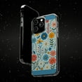thumbnail image 6 of DistinctInk Clear Hybrid Case for Apple iPhone 15 Pro Max (6.7" Screen) - Cartoon Spring Flowers Dance on Blue - Tempered Glass Back, 6 of 8