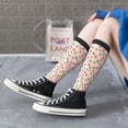 thumbnail image 5 of Xecao Strawberry And Flowers print thigh-high socks, crafted for both men and women with a stretchy, high-opaque design perfect for daily wear, 5 of 6