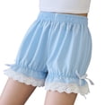 thumbnail image 2 of CPNG Girls Fashion Lace Trim Shorts Summer Thin Solid Color Loose Casual Shorts Elastic High Waist Shorts(Sky Blue,11-12 Years), 2 of 5