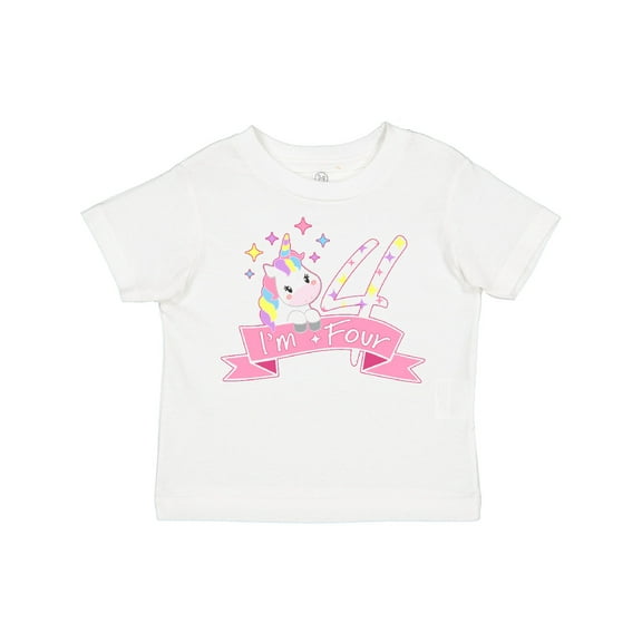 Inktastic I'm Four- Cute Unicorn 4th Birthday Boys or Girls Toddler T-Shirt