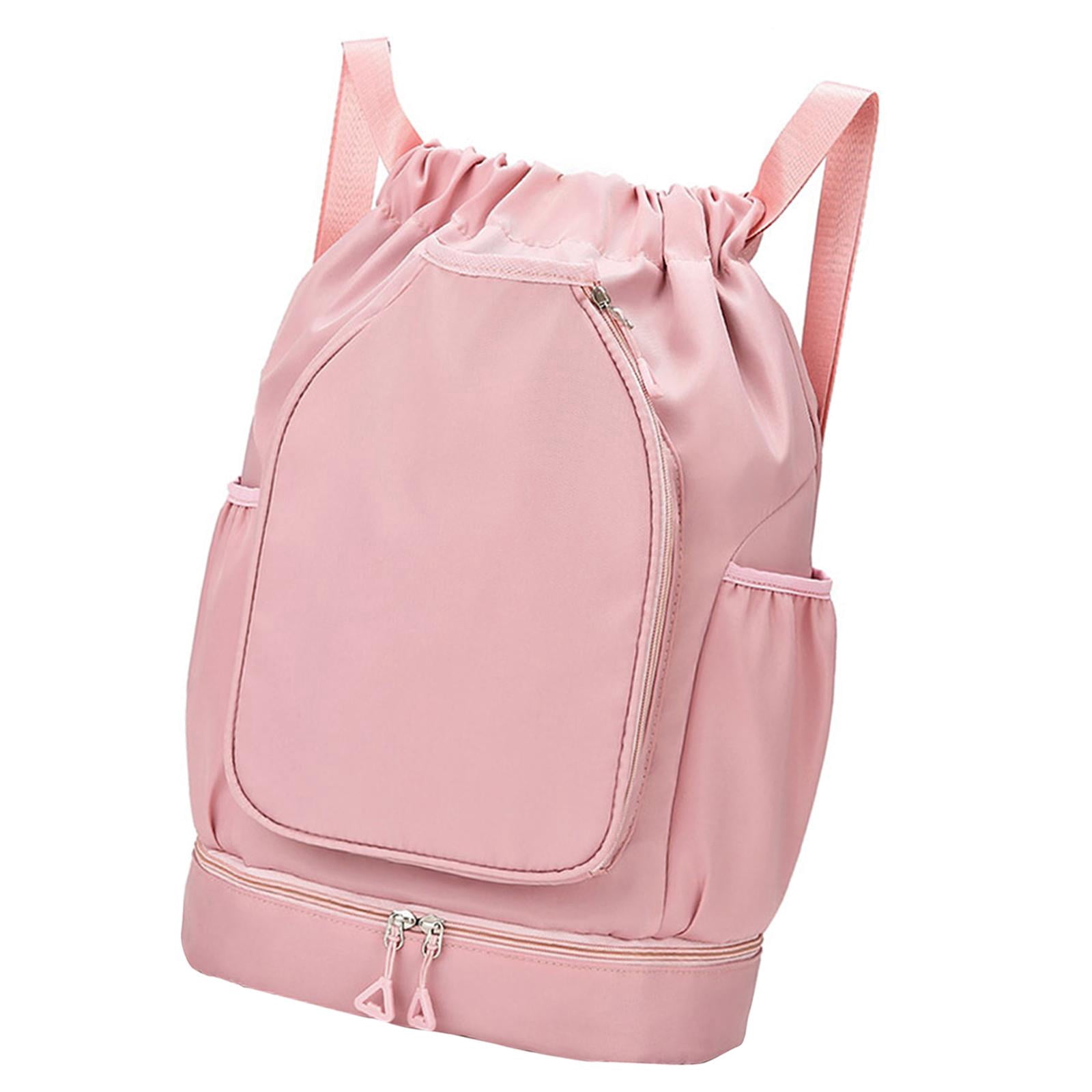 QccHieUs Tennis Backpack Badminton Racket Bag Drawstring Handbag Shoulder Bag for Outdoor Pink