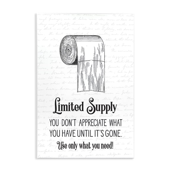 Stupell Industries Cottage Bathroom Limited Toilet Paper Wall Plaque Art, 10 x 15, by Lettered and Lined