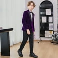thumbnail image 4 of Boys Suits Slim Fit 4 Piece Formal Dresswear Suit for Kids Tuxedo Wedding Set Toddler Boy Dress with Vest Shirt Pants and Tie Purple 7-8 Years, 4 of 7