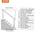 thumbnail image 3 of VEVOR Handrails for Outdoor Steps, 70.9 in/ 180cm Length Stair Hand Rail Kit, Transitional Stainless Steel Railings with Installation Kit, Double-column Staircase Handrails for Seniors,Porch & Deck, 3 of 9