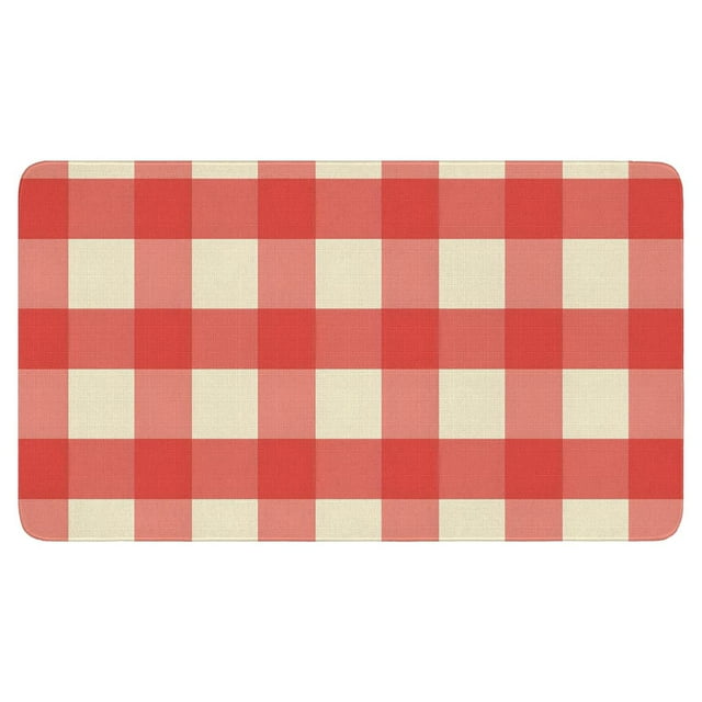 Charming 30x17in Linen Buffalo Plaid Rug - Vibrant Indoor/Outdoor Check Rugs Non-Slip Washable Ideal for Layering Door Mats Front Porch Kitchen Farmhouse Entryway