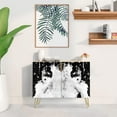 thumbnail image 2 of PixonSign Sideboard Buffet Cabinet, Kitchen Storage Cabinet with 2 Doors, Black & White Marble Granite Pattern, Cupboard Console Table for Dining Room - 35" L x 18" W x 29" H, 2 of 4