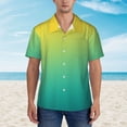 thumbnail image 5 of Uemuo Teal To Yellow Gradient Printed Regular Fit Short Sleeve Casual Hawaiian Shirt for Men,Aloha shirt,Tropical shirt,Floral print shirt,Vacation Beach shirt-3X-Large, 5 of 9