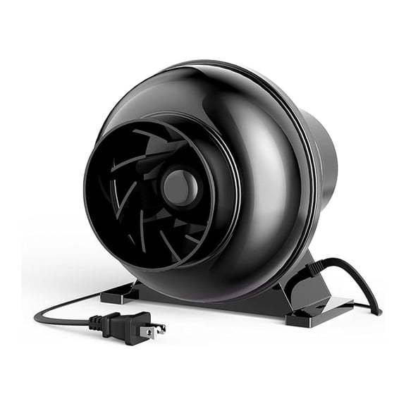 4 Inch Inline Duct Fan, 195 CFM Ventilation Fan, Exhaust HVAC Vent Blower for , Grow Tents, Basements, Attics, 1 Pack, Black