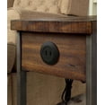 thumbnail image 2 of End Table with Charging Station, Modern Rustic Side Table with Metal Frame and Open Shelf, Wooden Sofa Side Table with Hidden Tray, Turned Legs for Small Space, 2 of 8