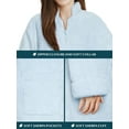 thumbnail image 5 of PAVILIA Womens Housecoat Zip Robe, Sherpa Zip Up Front Robe Bathrobe, Fuzzy Warm Zipper House Coat Lounger for Women Ladies Elderly with Pockets, Fluffy Fleece Long - Light Blue (Small/Medium), 5 of 10