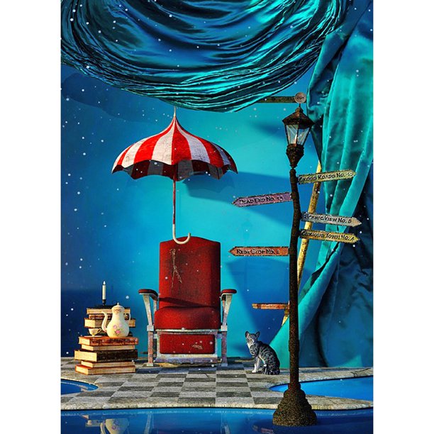 Pintura de diamante (DB6286) 5D DIY paraguas casa sofá completo redondo decoración del hogar 50x70cm FLhrweasw Nuevo