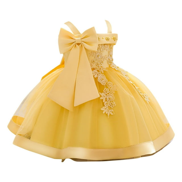 Robe Tutu pour Filles, Robe de Princesse en Tulle avec Nœud, Robe de Fête d'Anniversaire pour Tout-Petits, Robe de Bal pour Bébés Filles 6 m-3 A