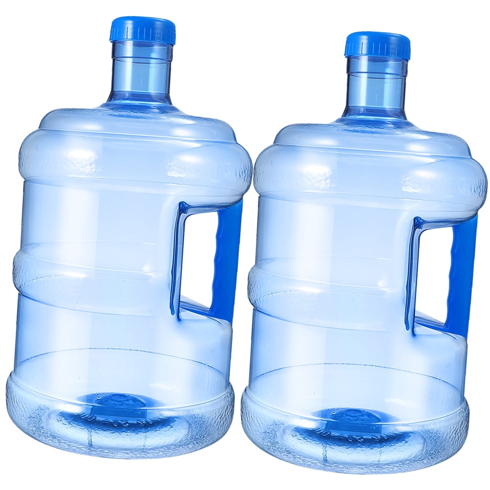 NISHUNA 2 Pieces Water Jugs Round PET Plastic Water Bottle Portable Water Jug with Handle 5L/Pcs