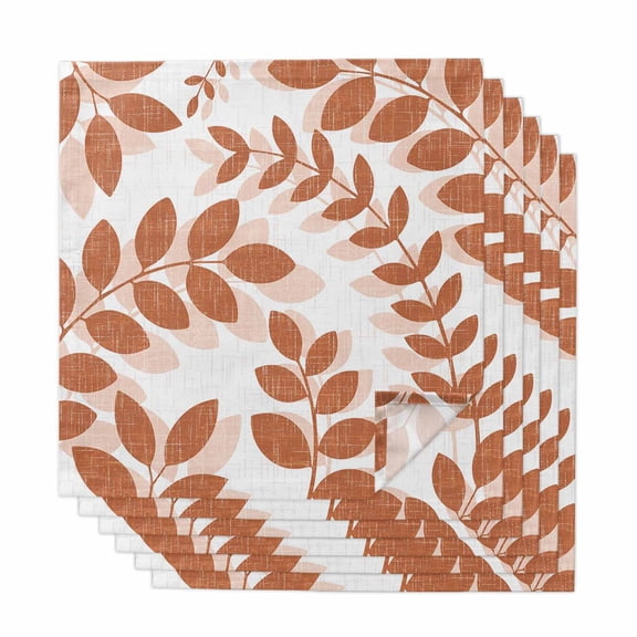 Cloth Napkins Set of 6 Orange Leaves Branches Cocktail Napkins Linen Leaf Plant Washable Reusable Soft Dinner Table Napkins for Dinner Party Banquet Hotel Holiday Everyday Use 20x20 Inch