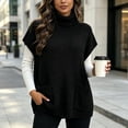 thumbnail image 6 of Tbopshirt Women Sleeveless Sweater Vest Turtleneck Oversized Pullover Sweaters with Front Pockets for Fall Winter Casual Outfit Going Out Knit Tops, 6 of 8