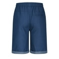 thumbnail image 4 of COSFO Solid Men's Bermuda Shorts Relaxed Fit Casual Wide Leg Denim Shorts Summer Elastic Waist Drawstring with Pockets Jeans Shorts, 4 of 9