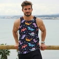 thumbnail image 6 of Fotbe Cartoon Dinosaur Pattern Men's Quick Dry Workout Tank Top Gym Muscle Tee Fitness Bodybuilding Sleeveless T Shirt Breathable Workout Shirt-4X-Large, 6 of 9