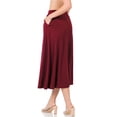 thumbnail image 4 of Niobe Clothing Womens Mid Calf Pleated Midi Swing Skirt High Waist A-Line, 4 of 6