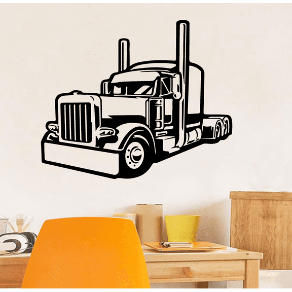 Jumbo Trucks Big Tractor Truck Autonomous Truck Silhouette Vinyl Wall Art Wall Sticker Wall Decal Home Kids Room Study Room Boys Room Trucks Wall Décoration Design Wall Décor Decal Size (6x10 inch)