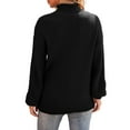 thumbnail image 5 of Xuanfei Women Solid Color High Neck Ribbed Edge Long Sleeve Pullover Sweater, 5 of 7
