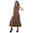 thumbnail image 3 of Moomaya Robe Longue Maxi de Fête pour Femmes en Rayonne Imprimée à Encolure Licou avec Fente avant, 3 of 4