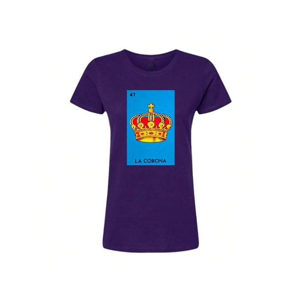 Playera Unisex De La Corona De La Loteria Mexicana Color Morado Talla Mediana Marca Emil SaEs